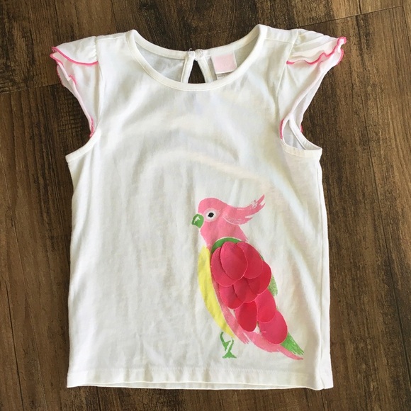 Janie and Jack White Tee with Pink Parrot - Picture 1 of 3